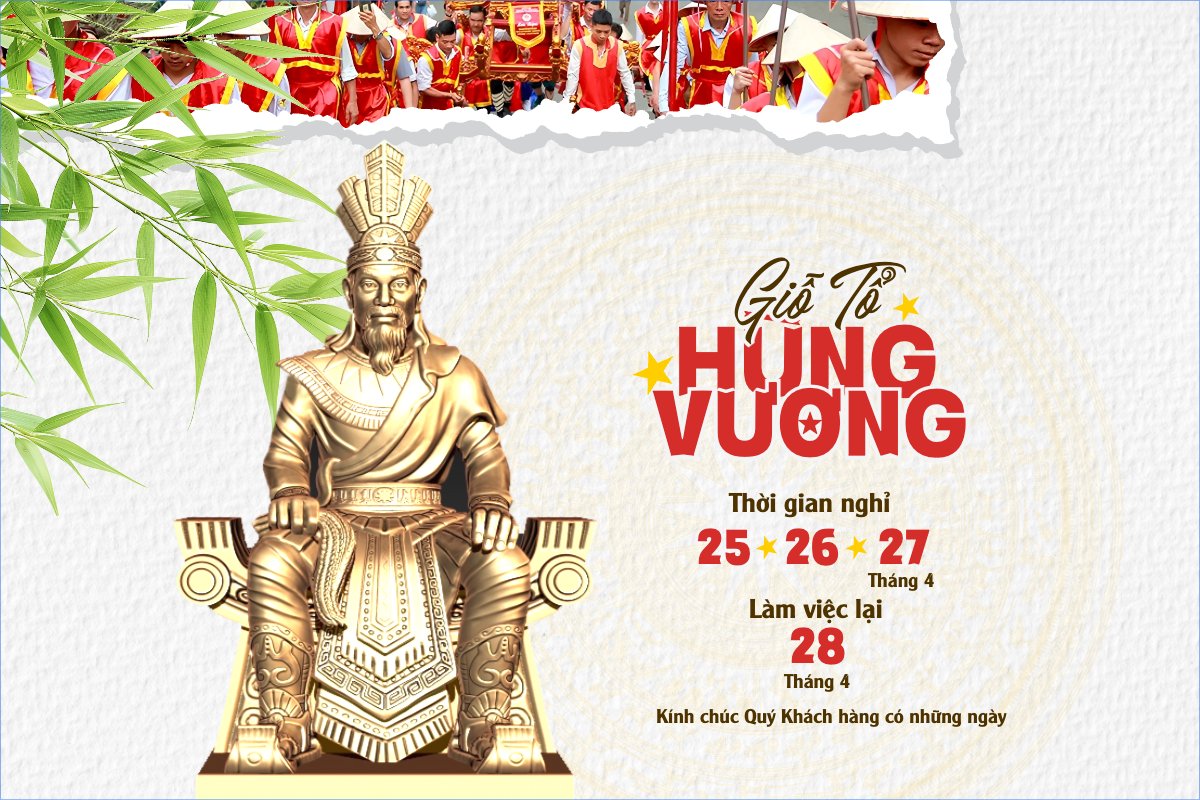 Mẫu Bài post MXH ngang Thông báo nghỉ lễ Giỗ tổ Hùng Vương 2026 — LayerPic