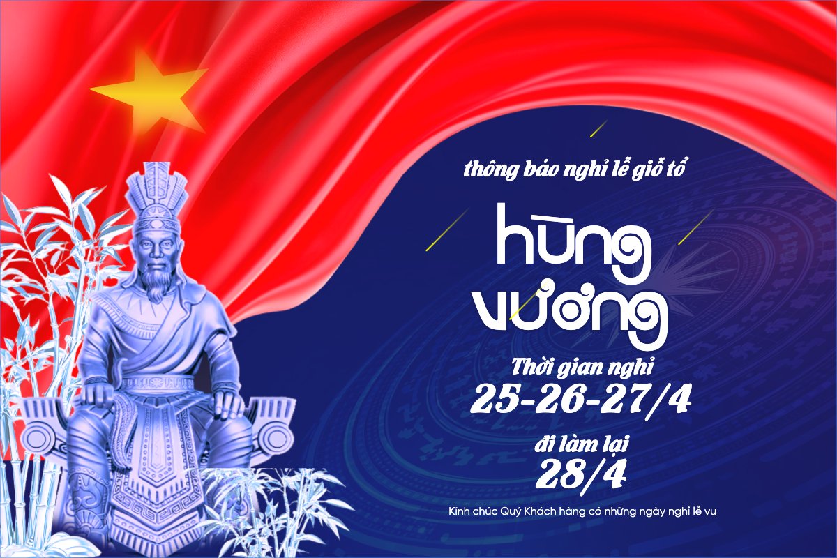 Mẫu Bài post MXH ngang Thông báo nghỉ lễ Giỗ tổ Hùng Vương 2026 — LayerPic