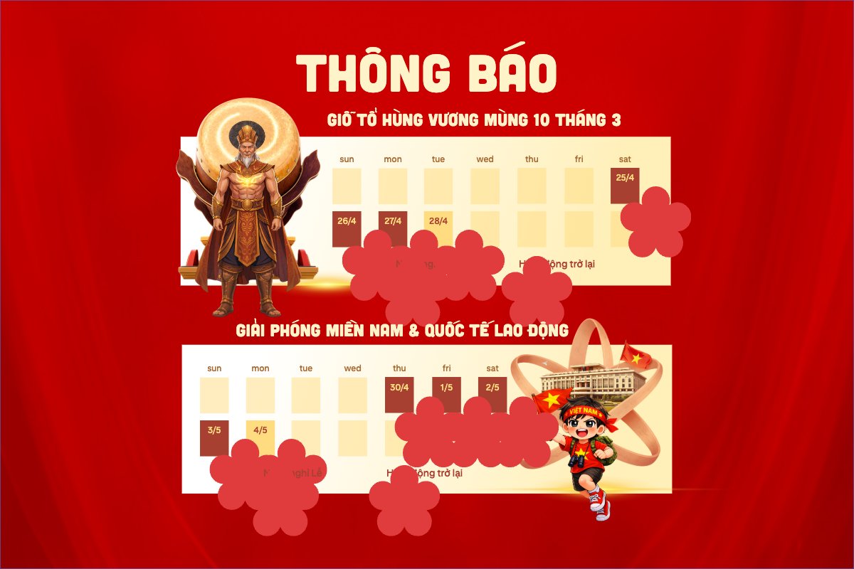 Mẫu Bài post MXH ngang Thông báo nghỉ lễ 2026 — LayerPic