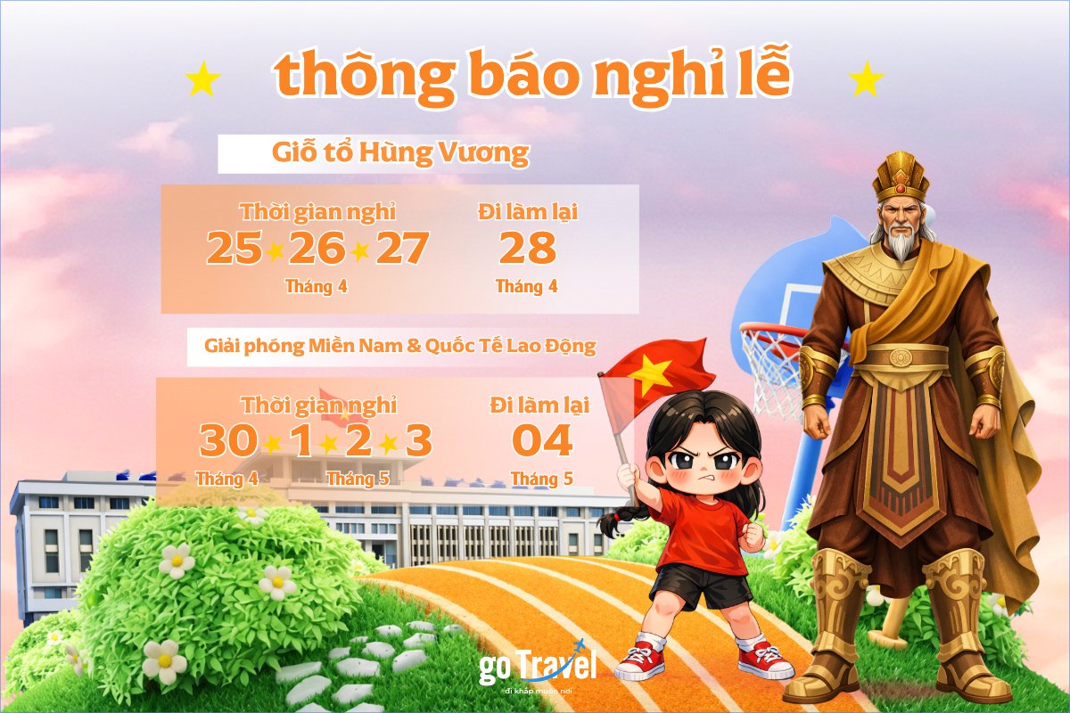 Mẫu Bài post MXH ngang Thông báo nghỉ lễ 2026 — LayerPic