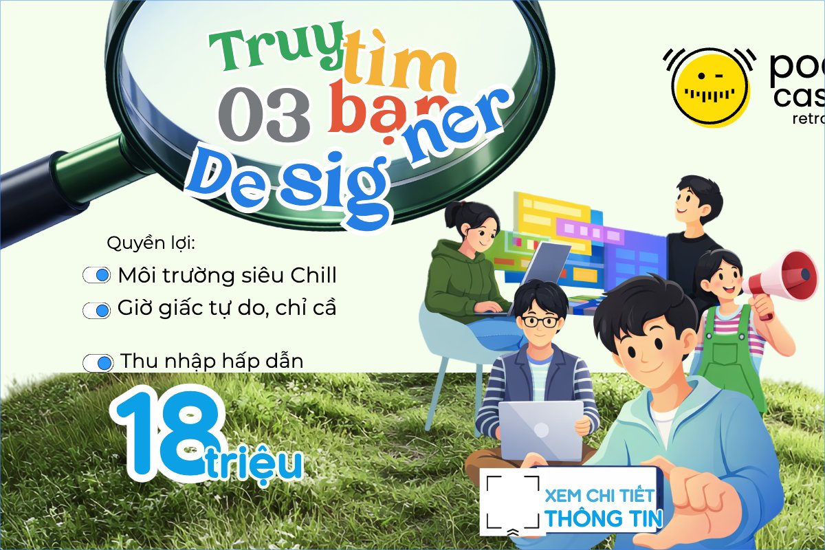 Mẫu Bài post MXH ngang Truy tìm 3 bạn Designer — LayerPic