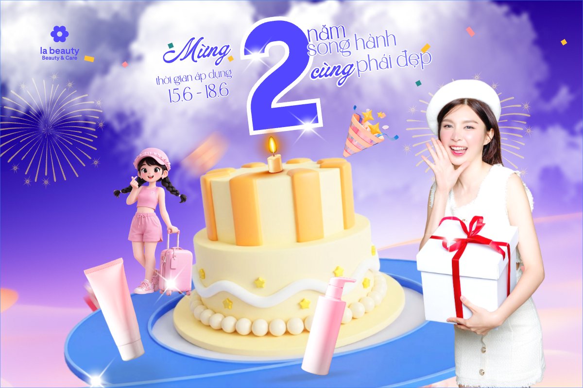 Mẫu Bài post MXH ngang Mừng 2 năm song hành cùng phái đẹp — LayerPic