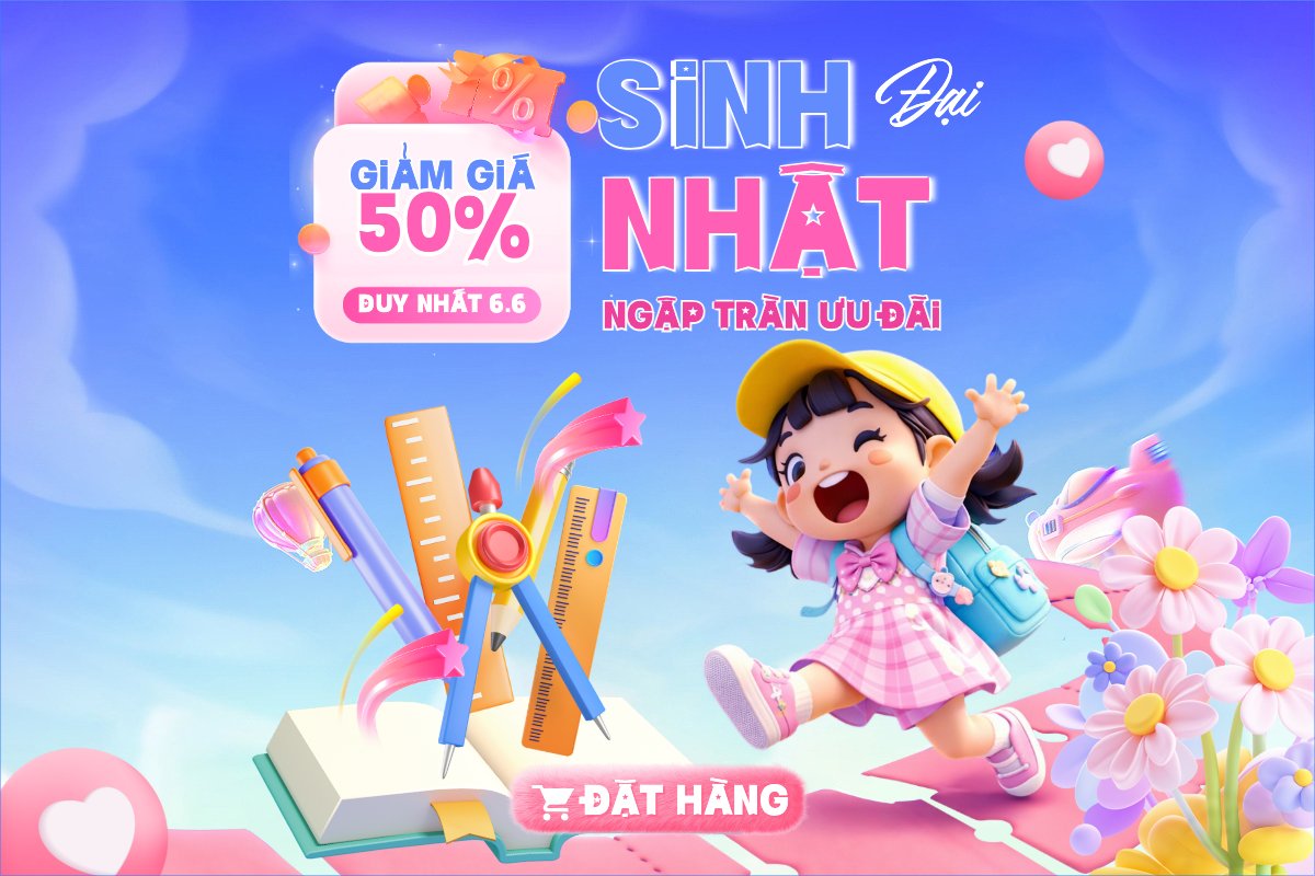 Mẫu Bài post MXH ngang Đại tiệc sinh nhật ngập tràn ưu đãi — LayerPic