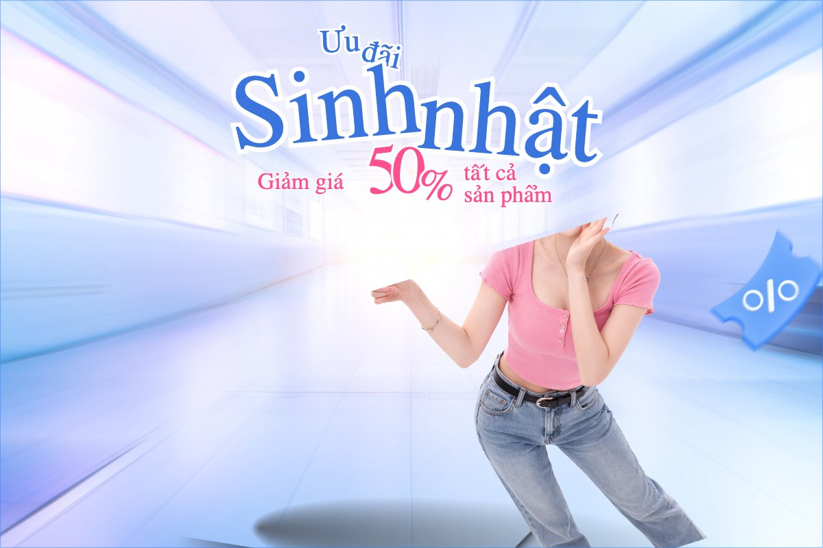 Mẫu Bài post MXH ngang Giảm gá sinh nhật — LayerPic