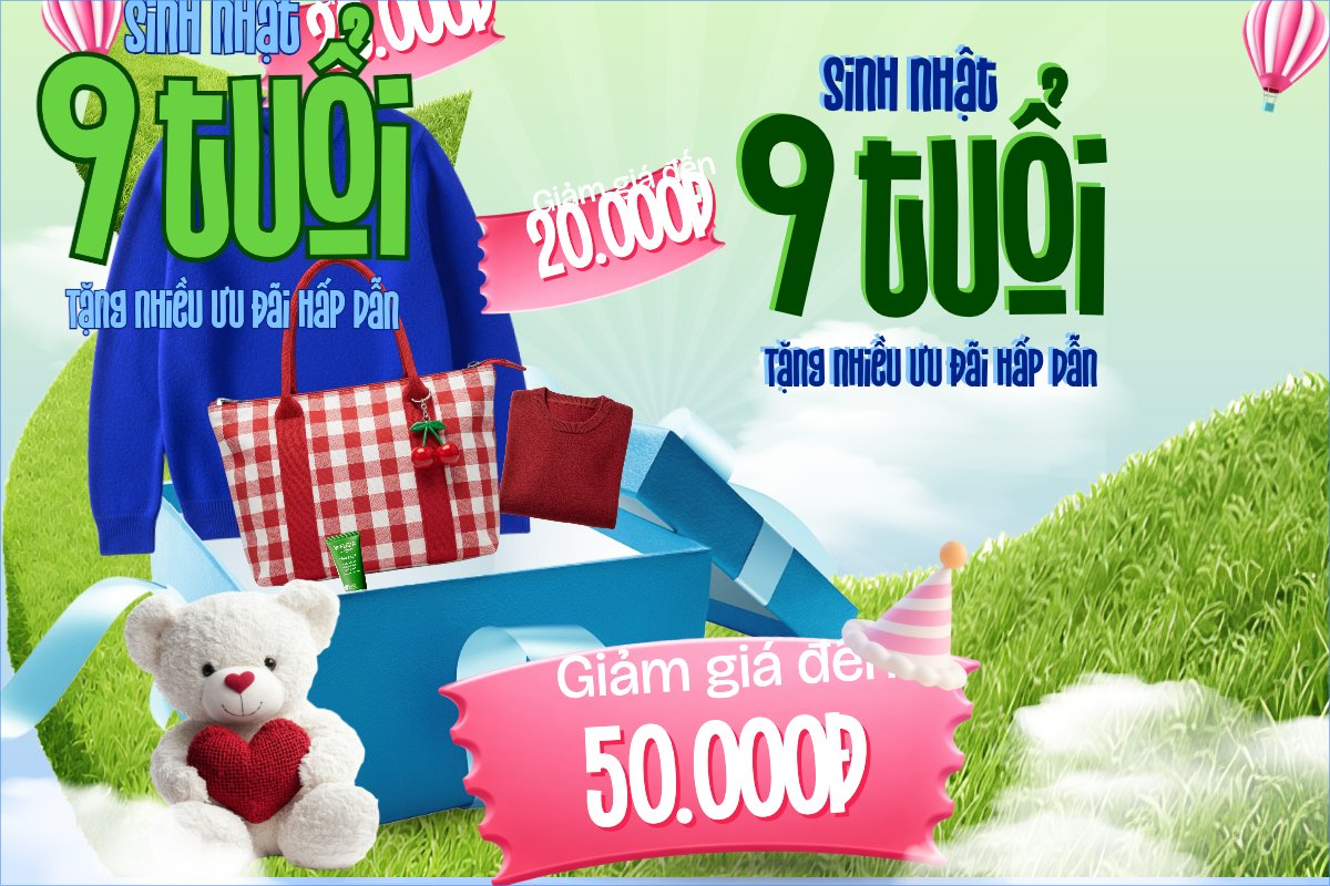 Mẫu Bài post MXH ngang Giảm giá sinh nhật — LayerPic