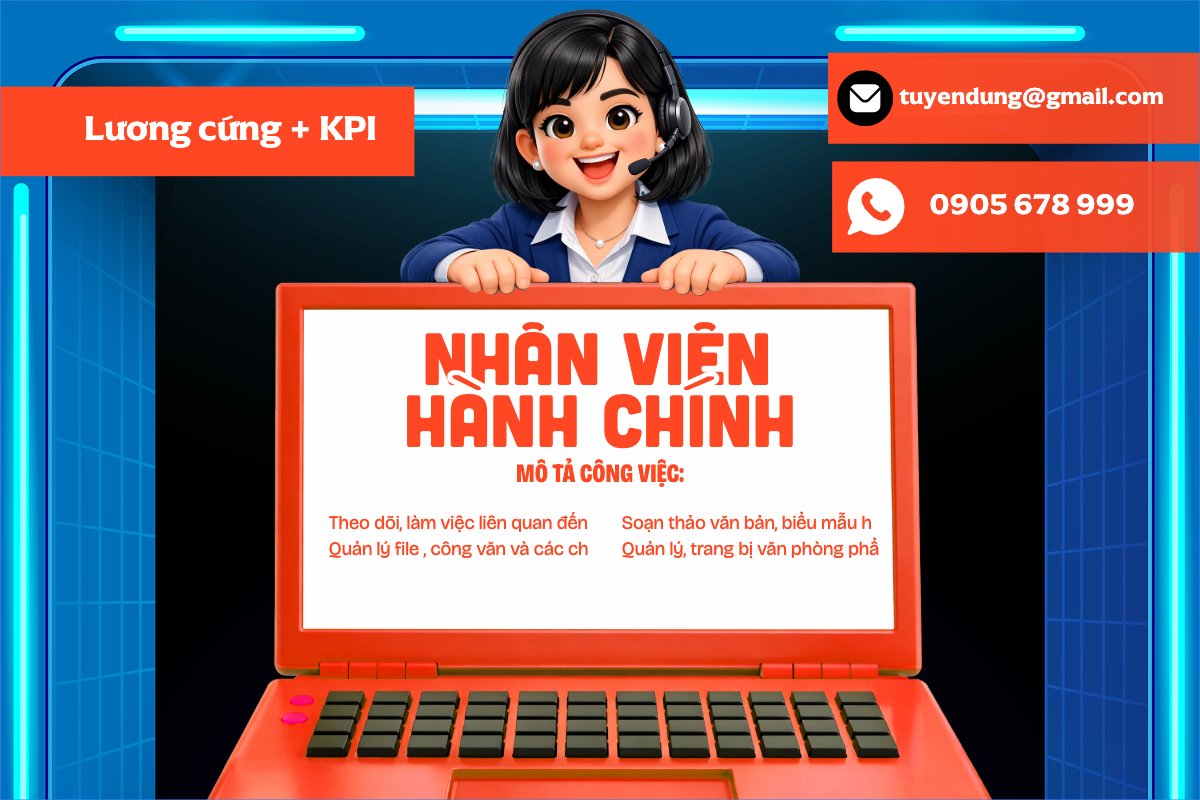 Mẫu Bài post MXH ngang Tuyển dụng nhân viên hành chính — LayerPic