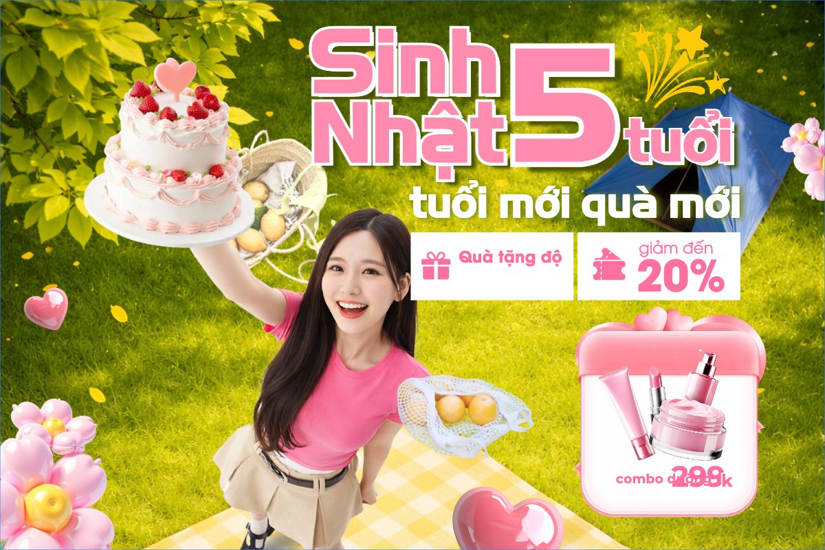 Mẫu Bài post MXH ngang Giảm giá sinh nhật — LayerPic
