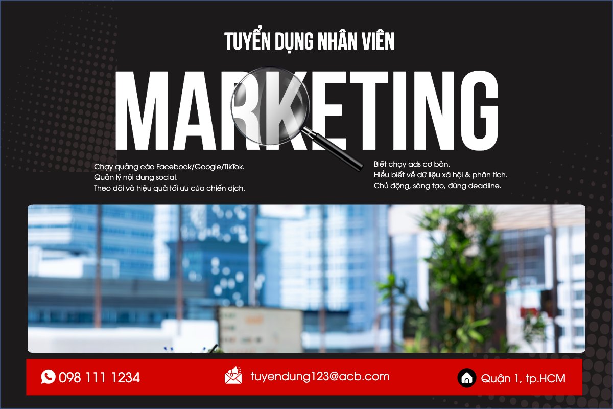 Mẫu Bài post MXH ngang Tuyển dụng marketing — LayerPic