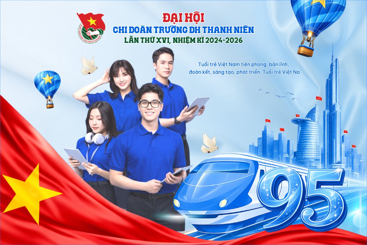 Mẫu Bài post MXH ngang Kỷ niệm 95 năm ngày thành lập Đoàn TNCS Hồ Chí Minh 26/3 — LayerPic
