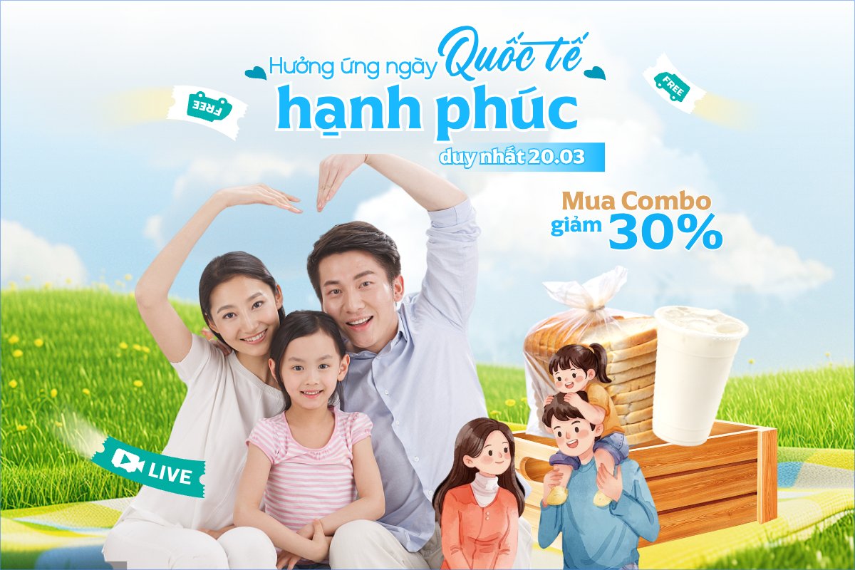 Mẫu Bài post MXH ngang Hưởng ứng ngày Quốc tế Hạnh Phúc 20/3 — LayerPic
