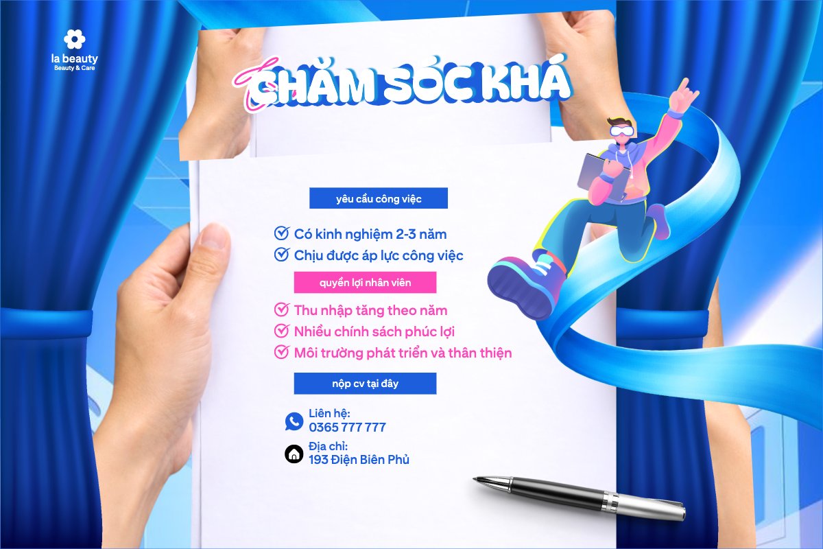 Mẫu Bài post MXH ngang Tìm chăm sóc khách hàng — LayerPic