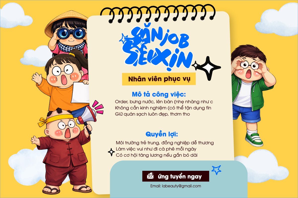 Mẫu Bài post MXH ngang Tuyển dụng nhân viên phục vụ — LayerPic