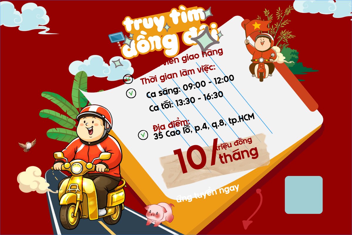 Mẫu Bài post MXH ngang Tuyển dụng giao hàng — LayerPic