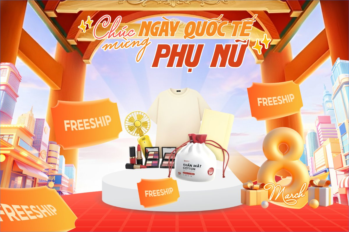 Mẫu Bài post MXH ngang Chúc mừng ngày Quốc tế phụ nữ 8/3 — LayerPic