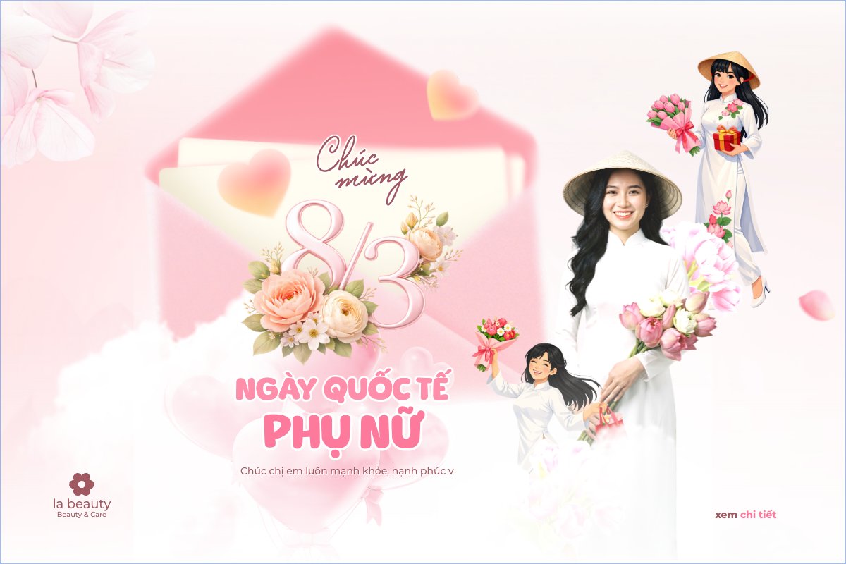 Mẫu Bài post MXH ngang Chúc mừng ngày Quốc tế phụ nữ 8/3 — LayerPic
