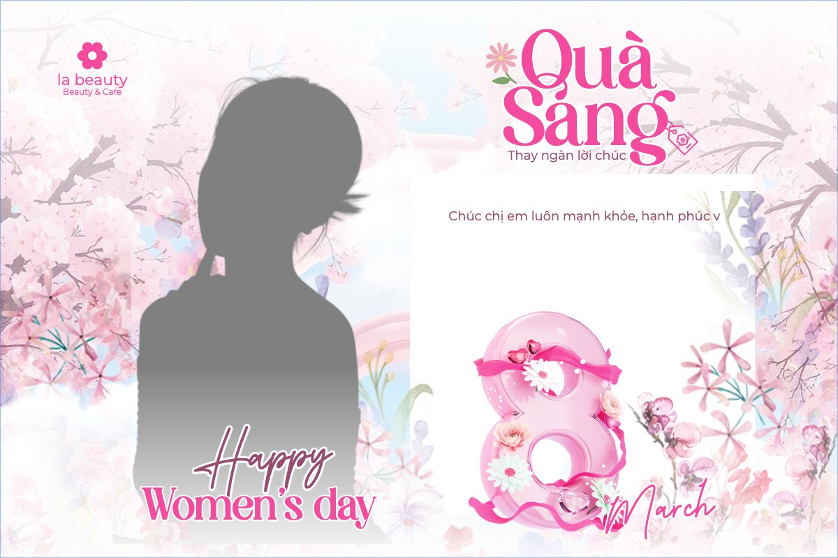 Mẫu Bài post MXH ngang Quà sang thay ngàn lời chúc 8/3 — LayerPic