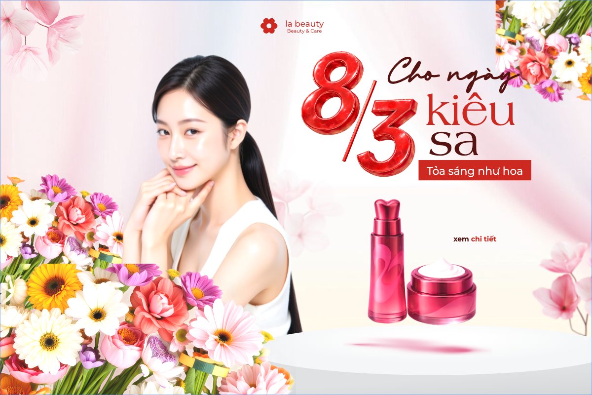 Mẫu Bài post MXH ngang Cho ngày 8/3 kiêu sa tỏa sáng như hoa — LayerPic
