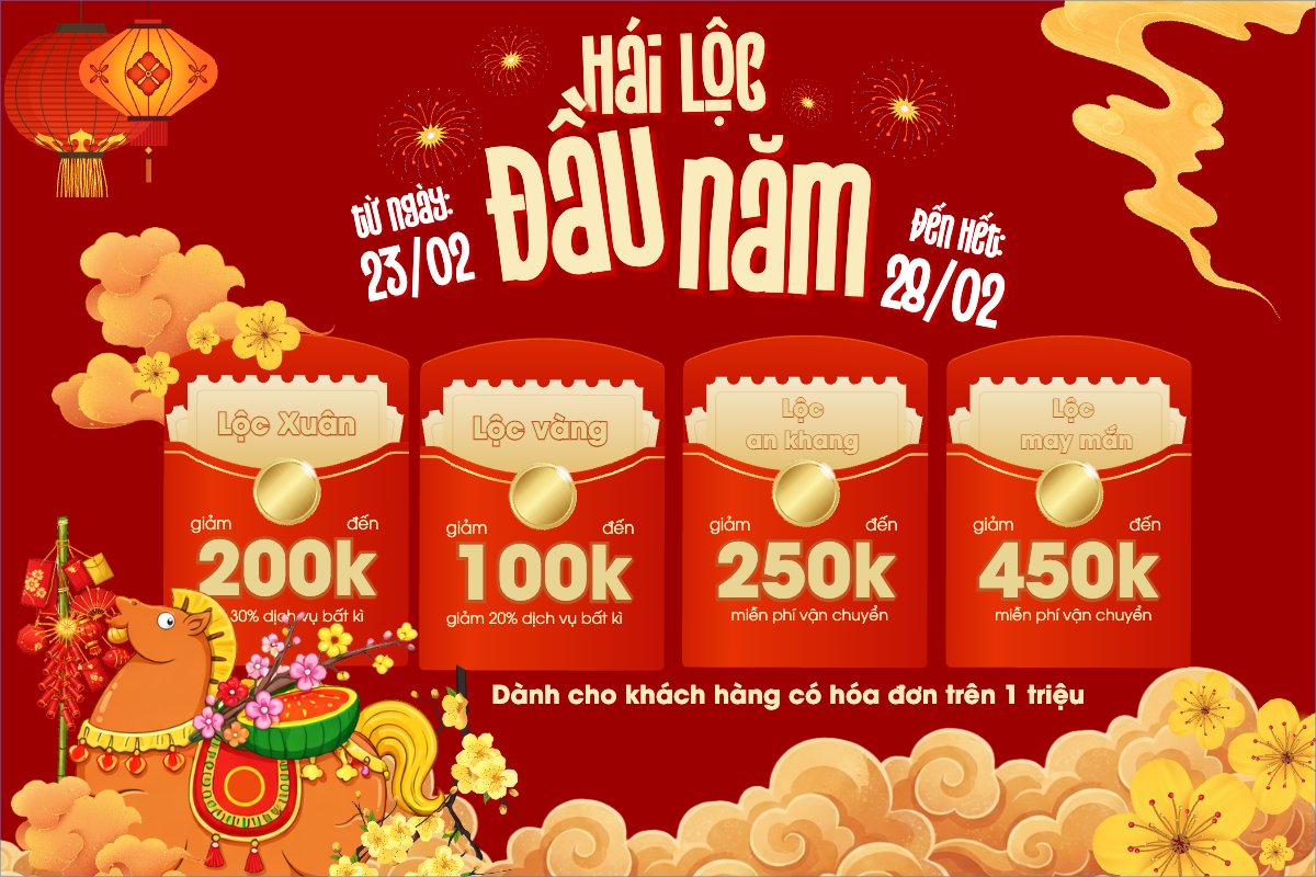 Mẫu Bài post MXH ngang Lì xì đầu năm — LayerPic