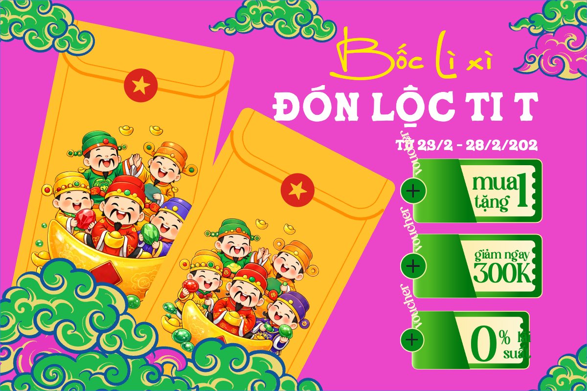 Mẫu Bài post MXH ngang Lì xì đầu năm — LayerPic