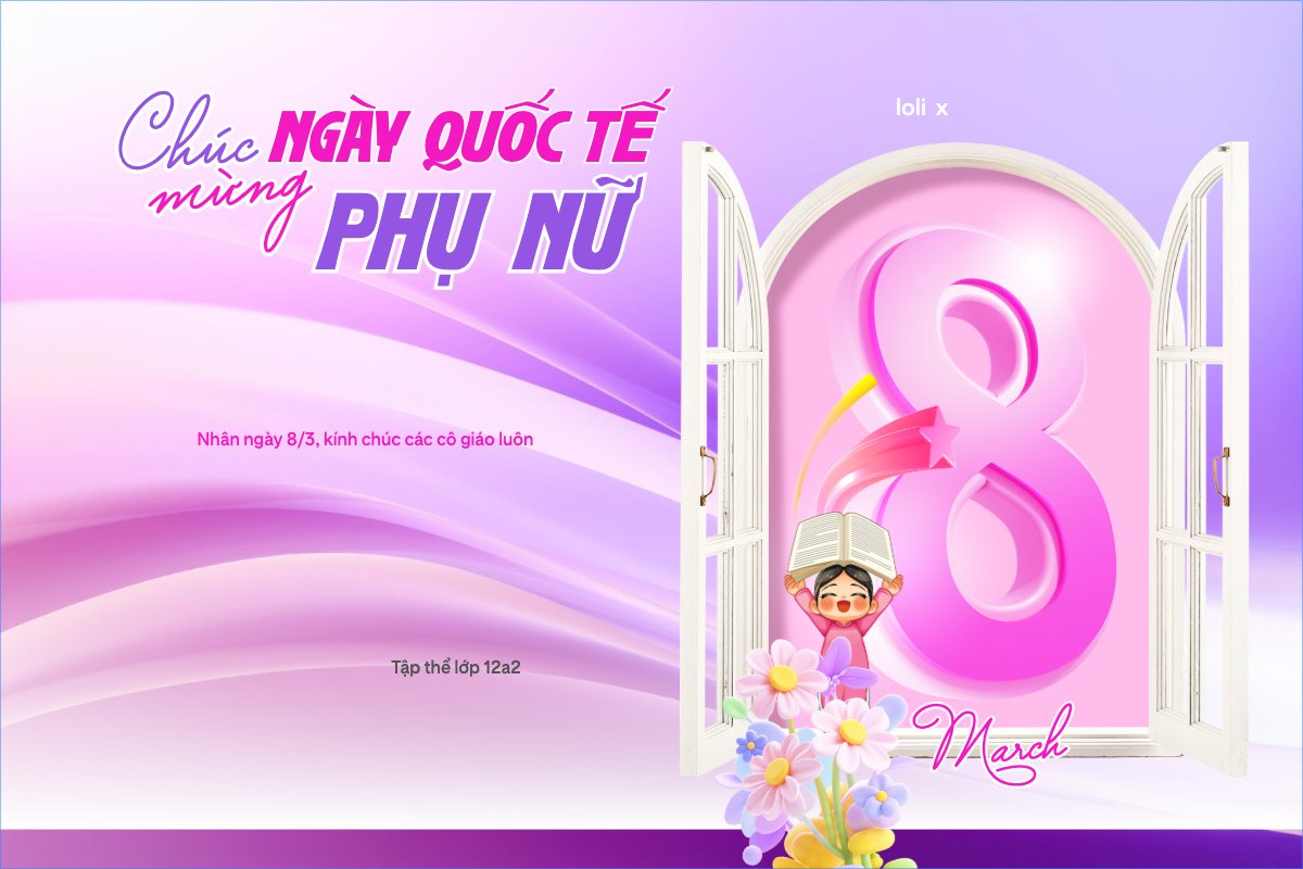 Mẫu Bài post MXH ngang Chúc mừng ngày Quốc tế phụ nữ 8/3 — LayerPic