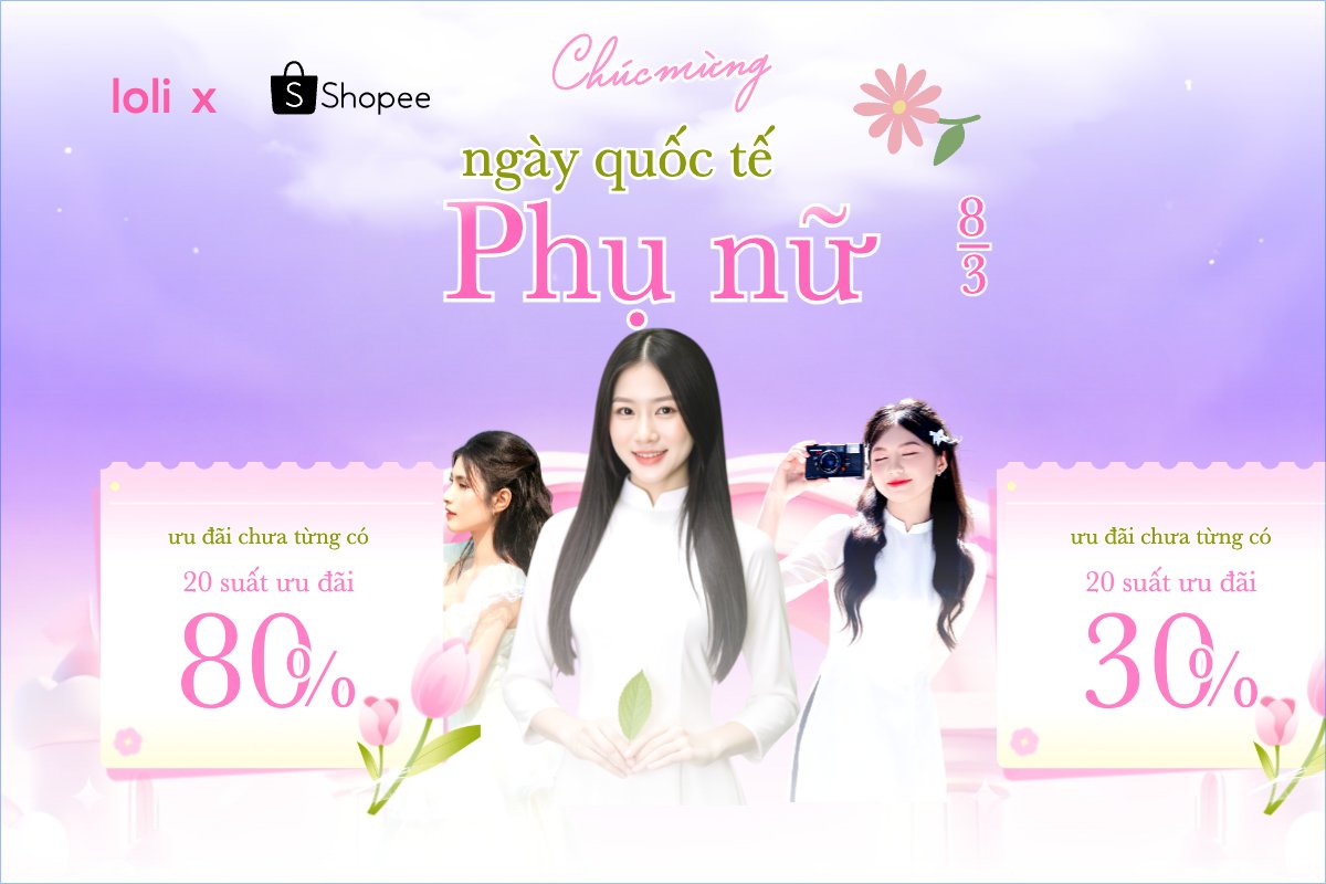 Mẫu Bài post MXH ngang Chúc mừng ngày Quốc tế phụ nữ 8/3 — LayerPic