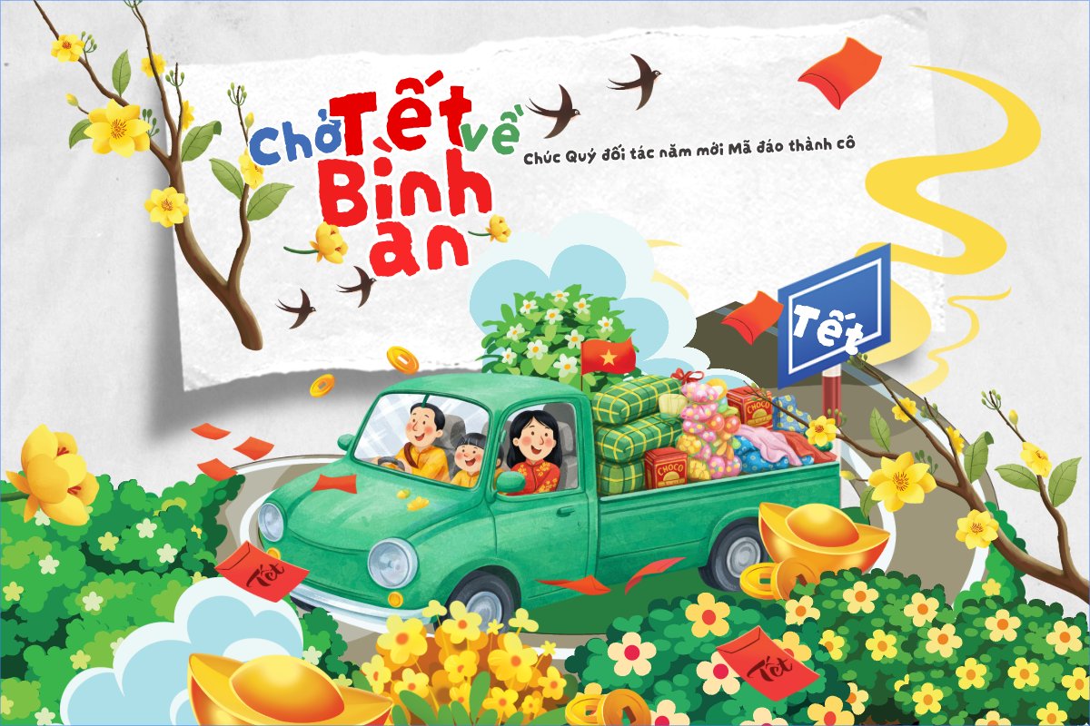 Mẫu Bài post MXH ngang Chở Tết về chở Bình an — LayerPic