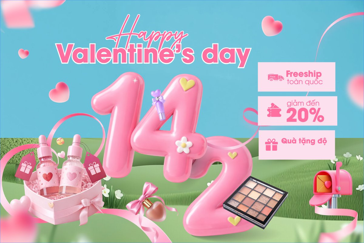 Mẫu Bài post MXH ngang Happy valentine's day — LayerPic