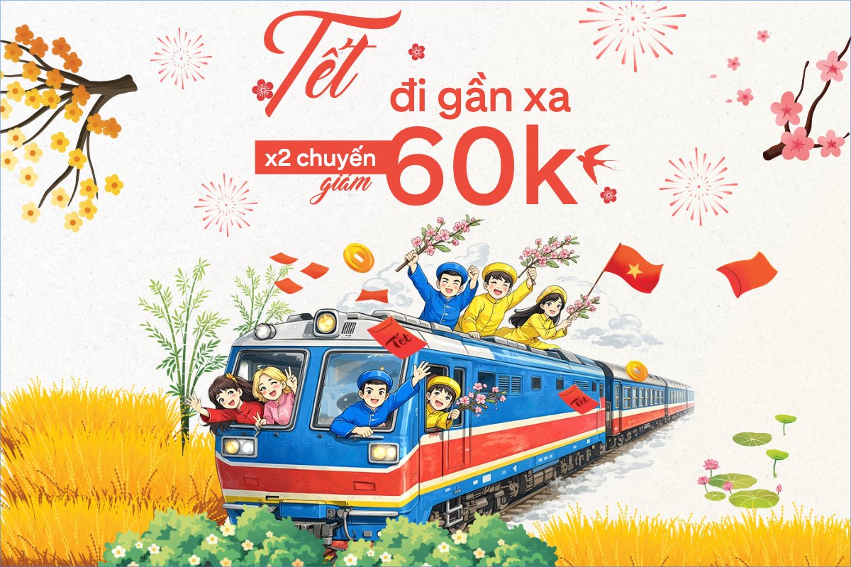 Mẫu Bài post MXH ngang Tết đi gần xa x2 chuyến giảm 60k — LayerPic