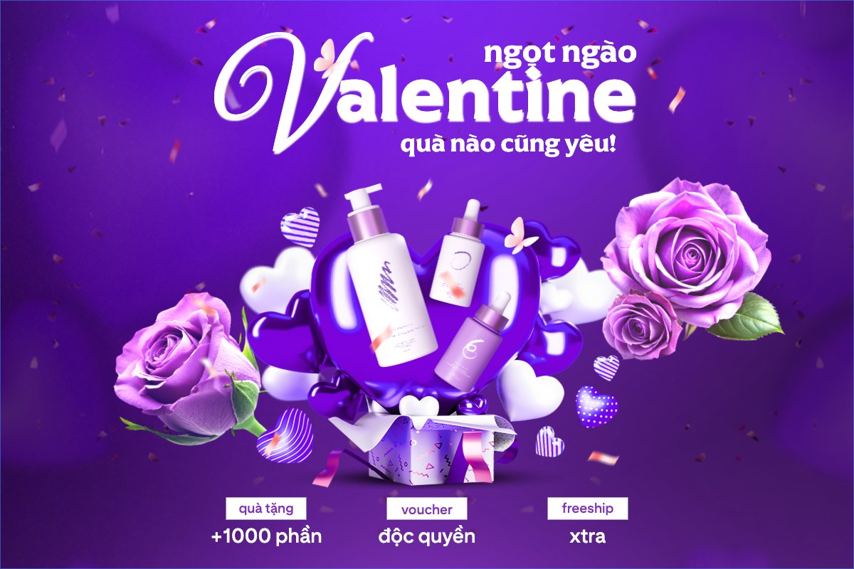Mẫu Bài post MXH ngang Valentine ngọt ngào quà nào cũng yêu — LayerPic