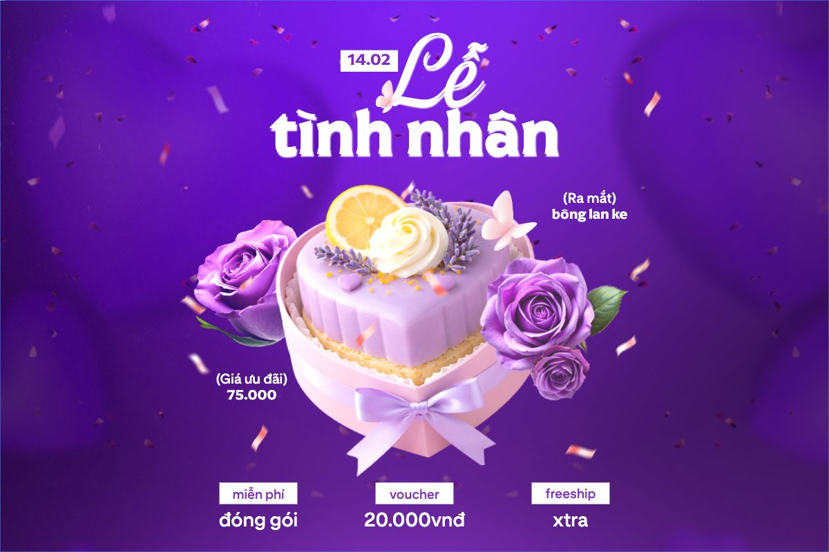 Mẫu Bài post MXH ngang Lễ tình nhân 14/2 — LayerPic
