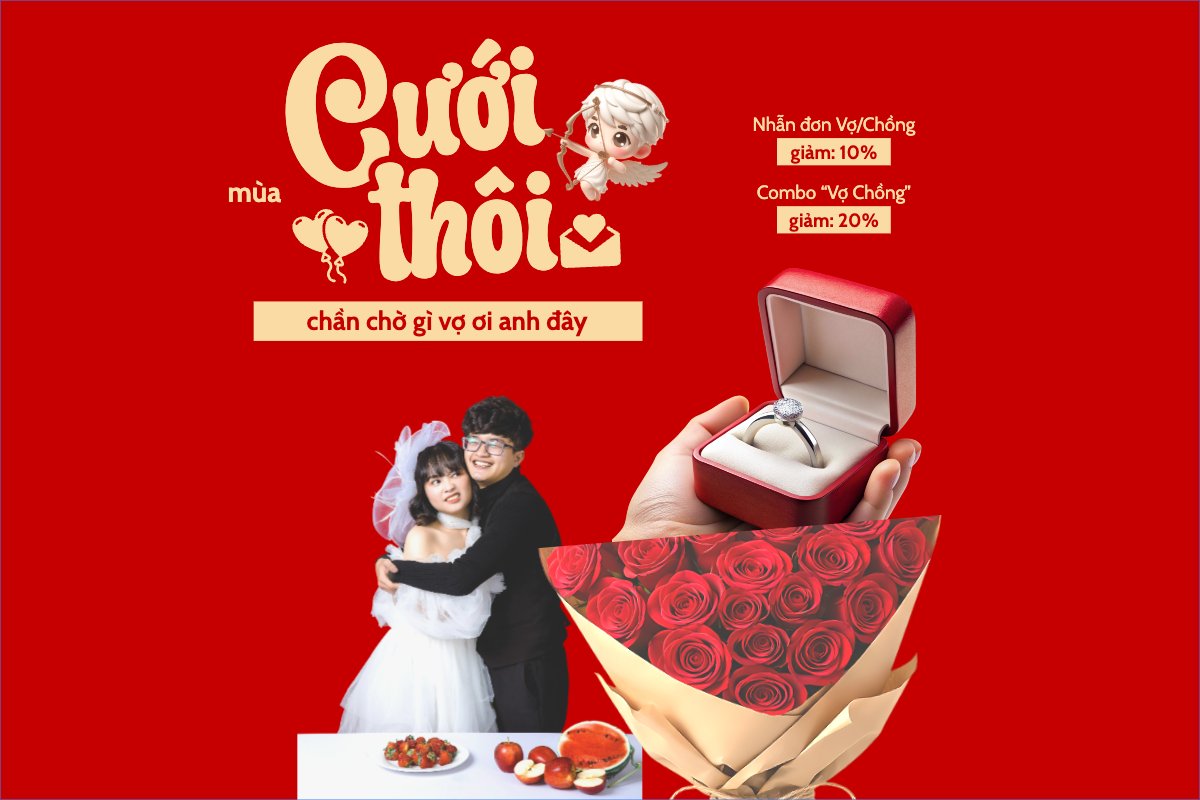 Mẫu Bài post MXH ngang Mùa yêu cưới thôi — LayerPic