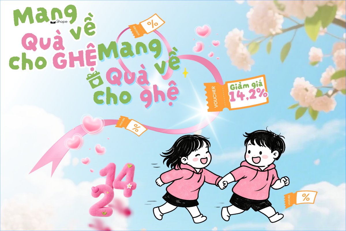 Mẫu Bài post MXH ngang Mang quà về cho ghệ — LayerPic