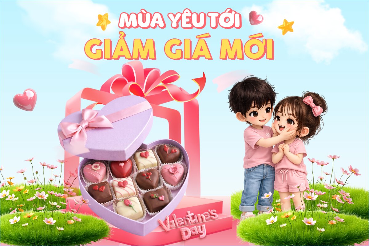 Mẫu Bài post MXH ngang Mùa yêu tới giảm giá mới — LayerPic