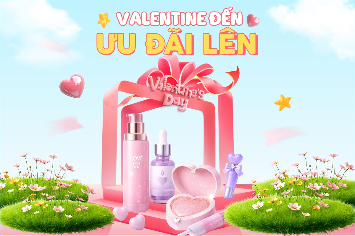 Mẫu Bài post MXH ngang Valentine đến ưu đãi lên — LayerPic