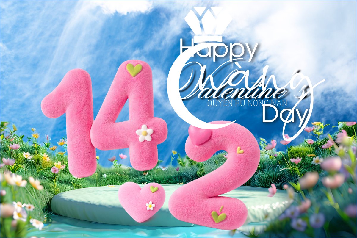 Mẫu Bài post MXH ngang Happy valentine's day — LayerPic