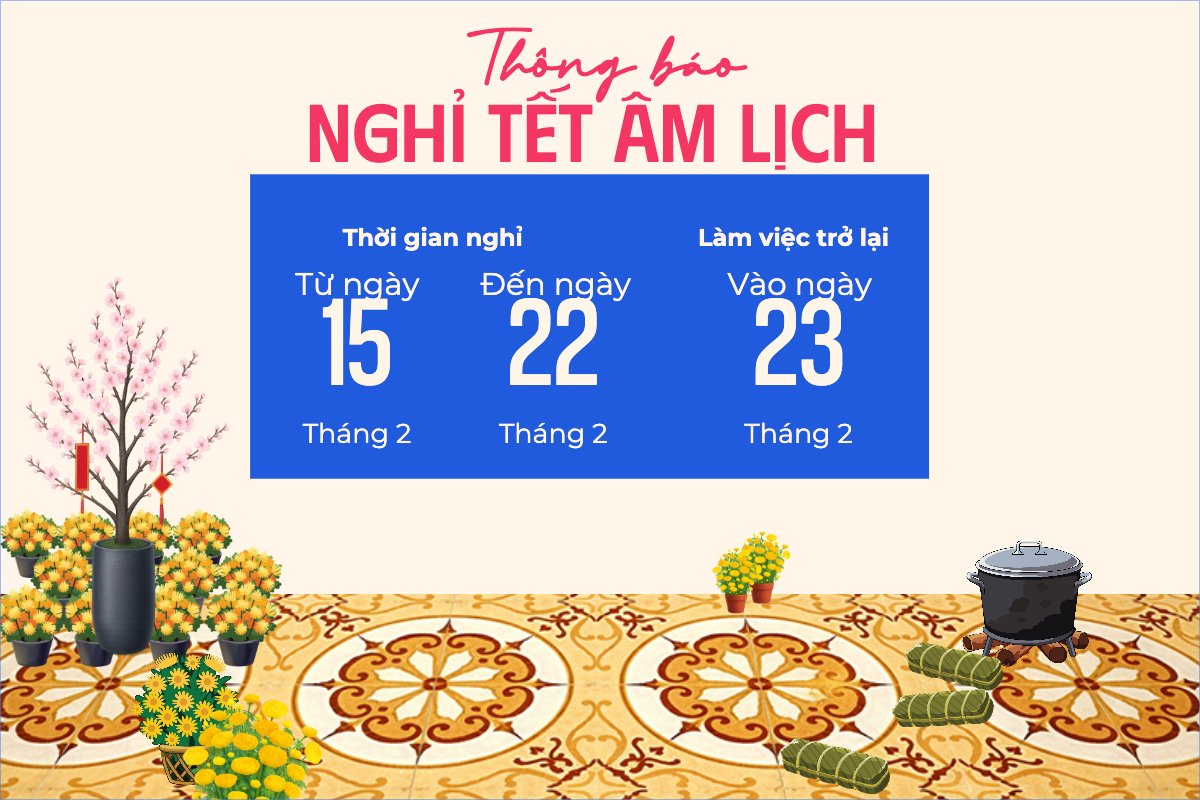 Mẫu Bài post MXH ngang Thông báo nghỉ tết Nguyên Đán — LayerPic