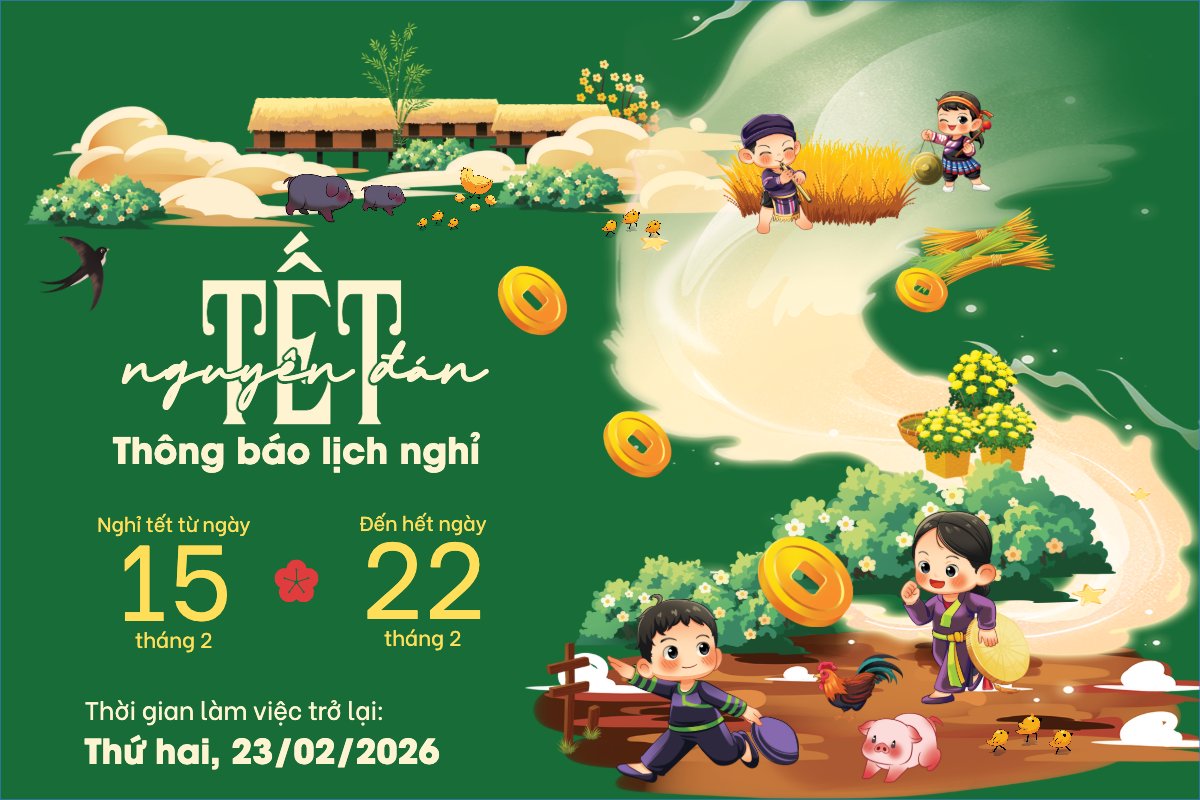 Mẫu Bài post MXH ngang Thông báo nghỉ tết Nguyên Đán — LayerPic