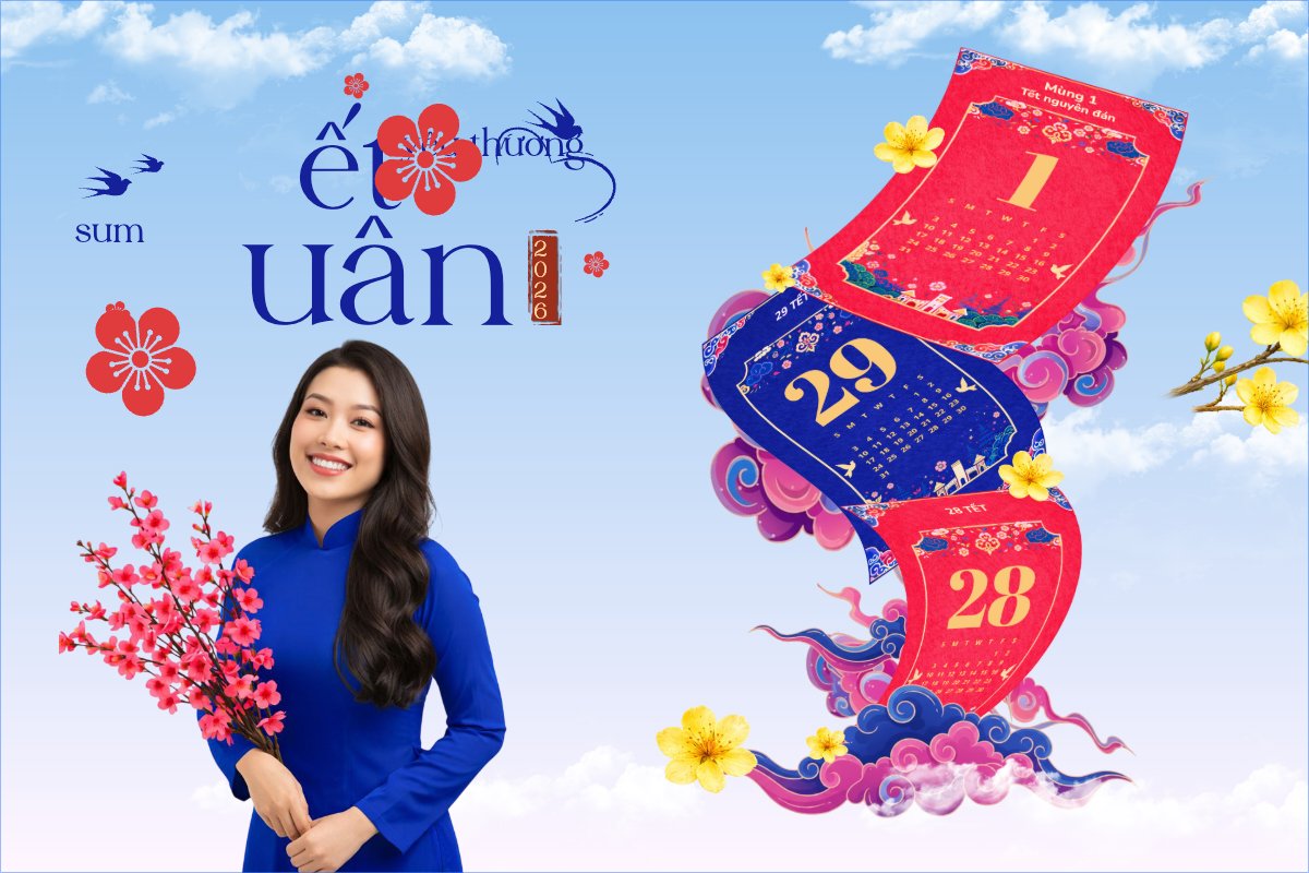 Mẫu Bài post MXH ngang Tết yêu thương xuân sum vầy — LayerPic