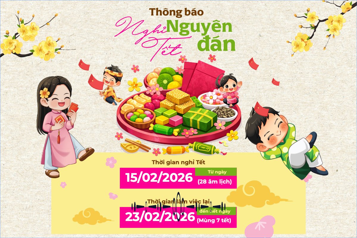 Mẫu Bài post MXH ngang Thông báo nghỉ tết Nguyên Đán — LayerPic