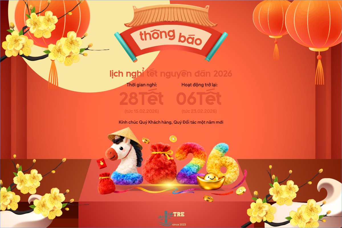 Mẫu Bài post MXH ngang Thông báo lịch nghỉ tết nguyên đán Bính Ngọ 2026 — LayerPic