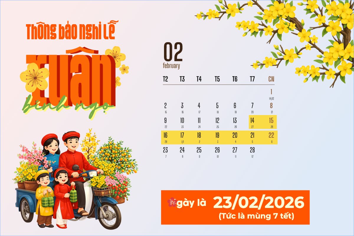 Mẫu Bài post MXH ngang Thông báo nghỉ tết Nguyên Đán — LayerPic