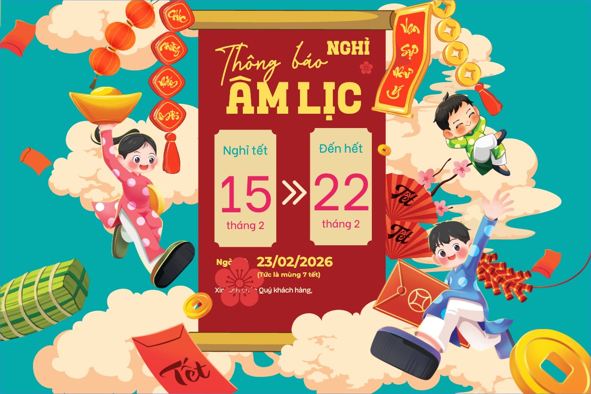 Mẫu Bài post MXH ngang Thông báo nghỉ tết âm lịch — LayerPic