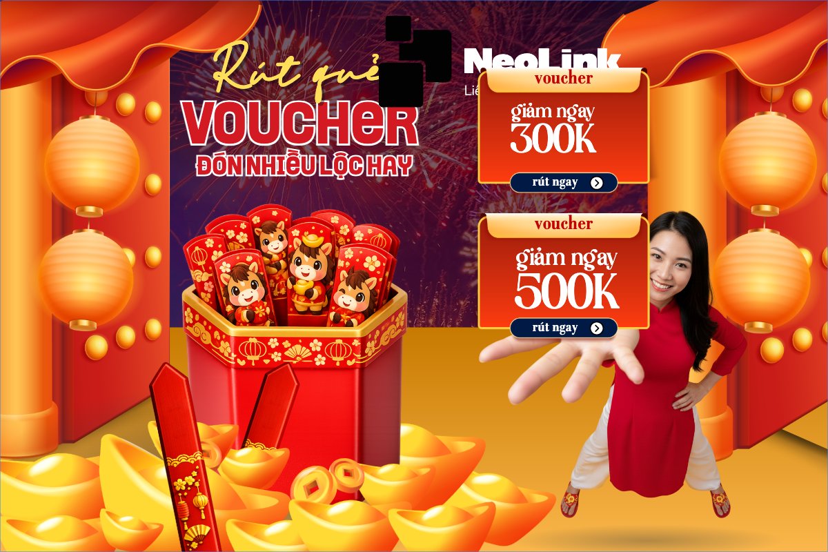 Mẫu Bài post MXH ngang Rút quả voucher đón nhiều lộc hay — LayerPic