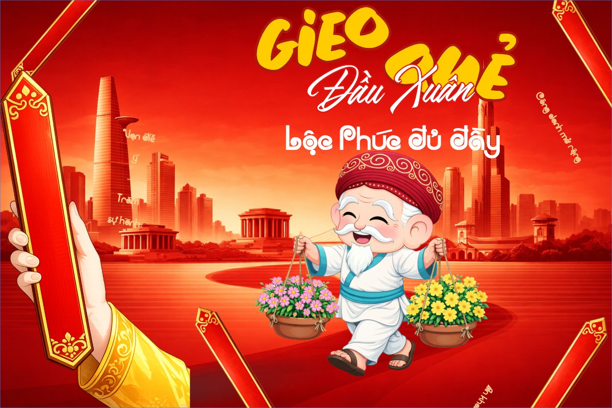 Mẫu Bài post MXH ngang Gieo quẻ đầu xuân lộc phúc đủ đầy — LayerPic