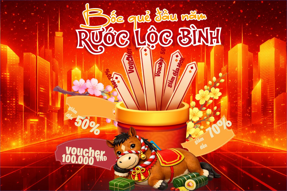 Mẫu Bài post MXH ngang Bốc quẻ đầu năm rước lộc bình an — LayerPic