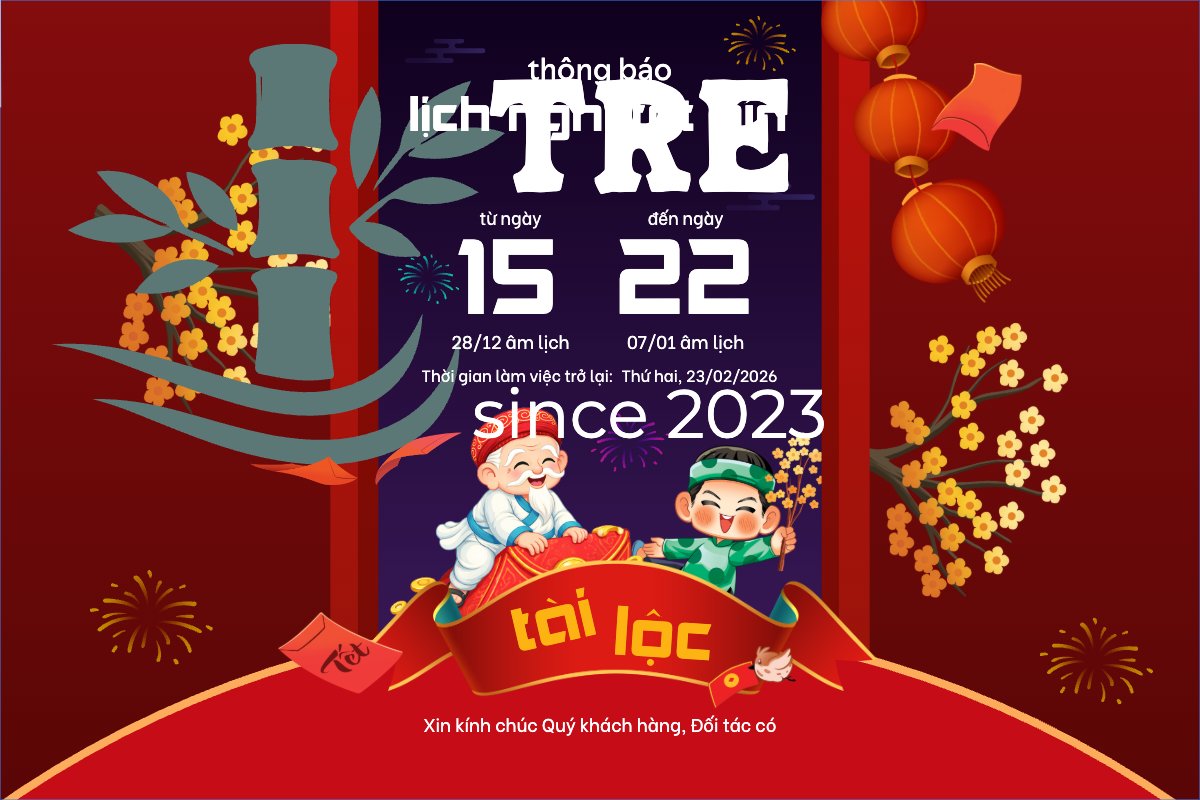 Mẫu Bài post MXH ngang Thông báo lịch nghỉ tết nguyên đán Bính Ngọ 2026 — LayerPic