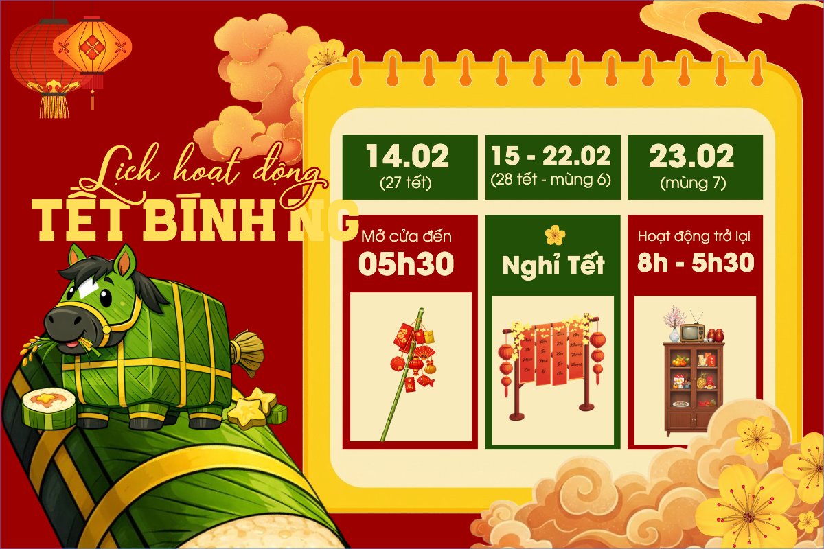 Mẫu Bài post MXH ngang Lịch hoạt động tết bính ngọ — LayerPic