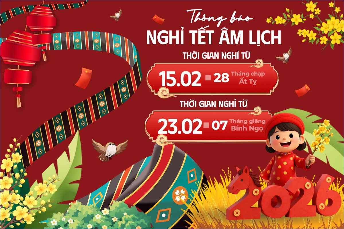 Mẫu Bài post MXH ngang Thông báo nghỉ tết âm lịch — LayerPic
