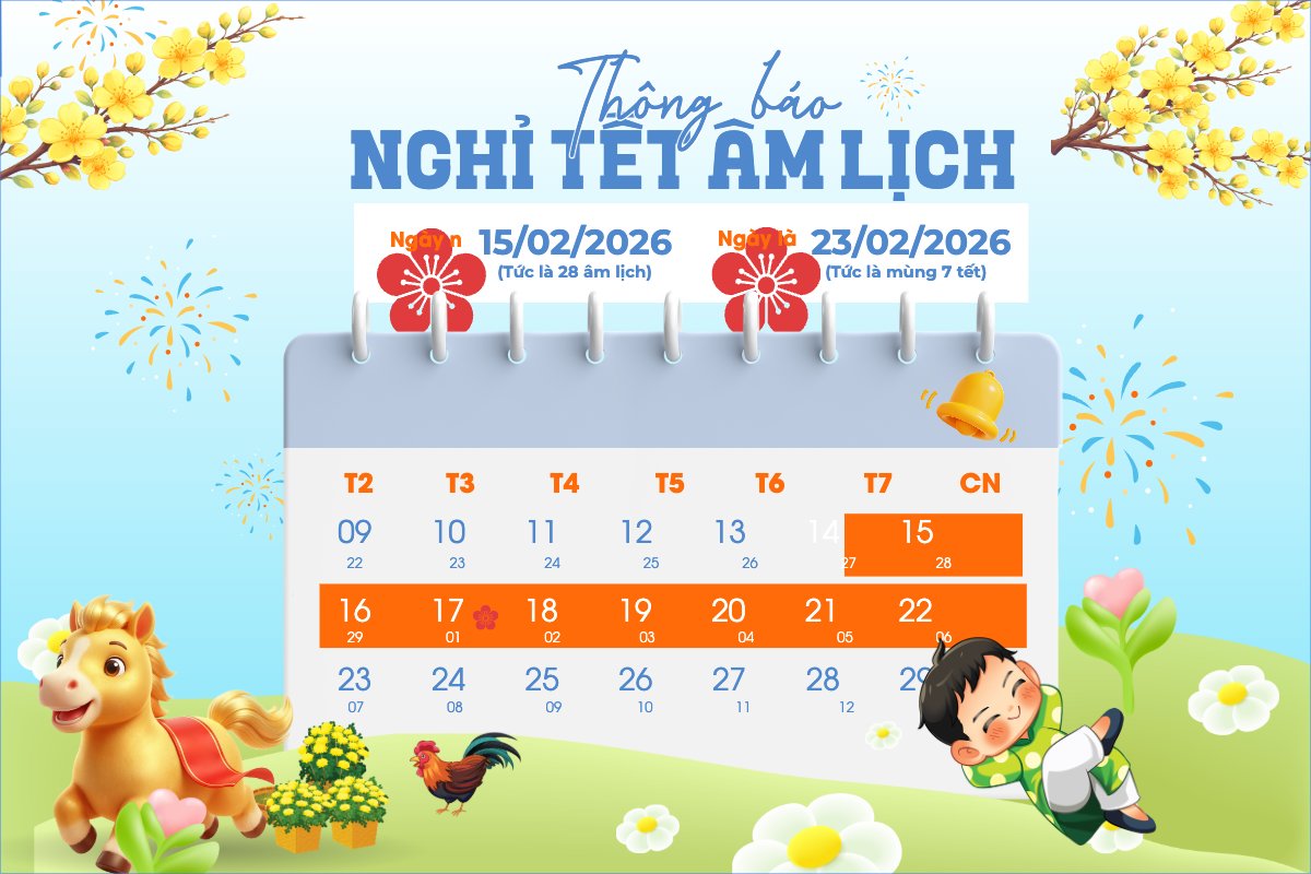 Mẫu Bài post MXH ngang Thông báo nghỉ tết âm lịch — LayerPic