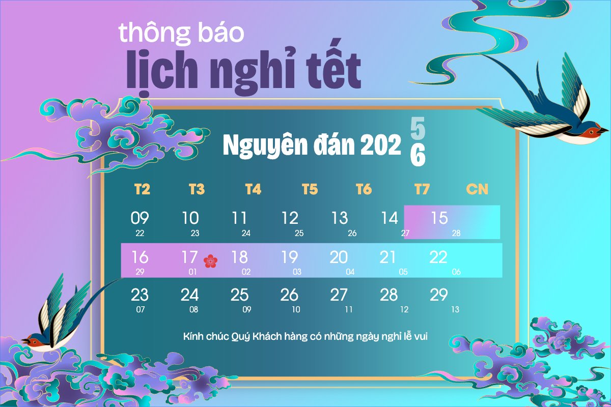 Mẫu Bài post MXH ngang Thông báo nghỉ tết Nguyên Đán — LayerPic